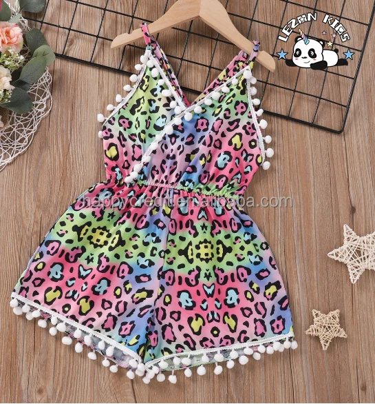 LEZONKIDS - Custom European American Children's Dress Summer Leopard Grain Cute Girl Sling Print Dress